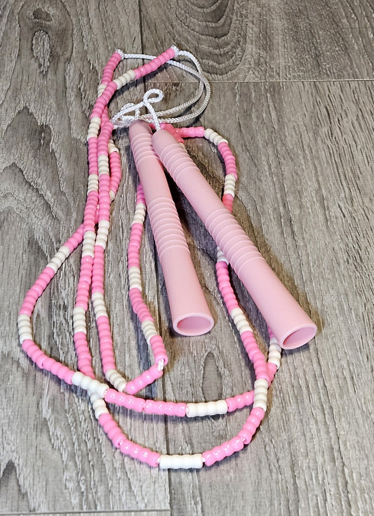 Corde à sauter perlée - Collection Éphémère - Rose et blanche