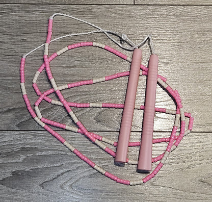 Corde à sauter perlée - Collection Éphémère - Rose et blanche