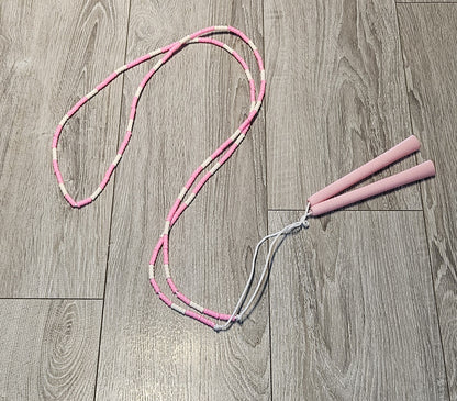 Corde à sauter perlée - Collection Éphémère - Rose et blanche