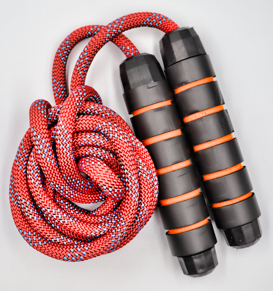 Corde à sauter tressée avec roulement - Rouge