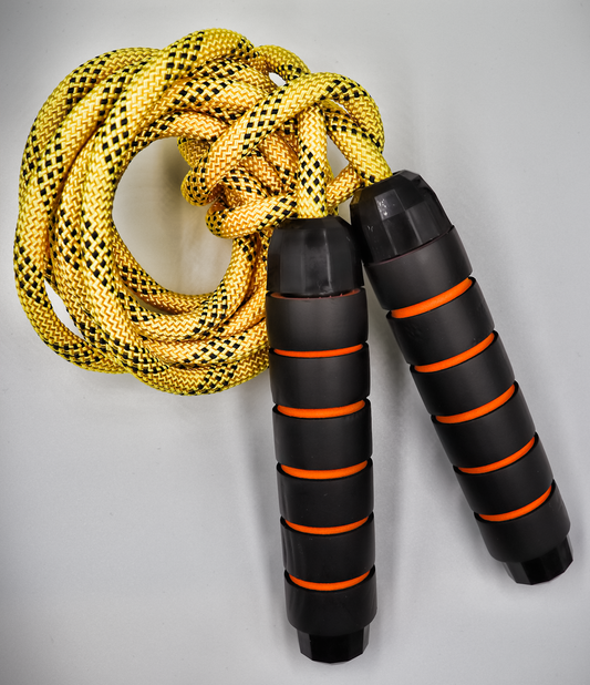 Corde à sauter tressée avec roulement - Jaune