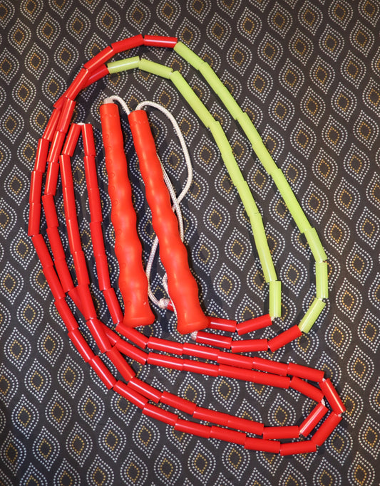 Corde à sauter perlée - Collection Éphémère - Rouge et phospho